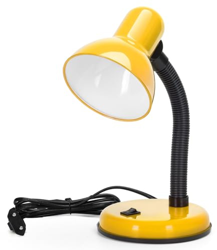 Aigostar Lámpara de Escritorio Retro， Flexo LED Escritorio sin Bombilla， Lámpara de mesa Compatible con Led Bombillas Modelo E27， Máx 240V， Lampara Lectura para Leer， Trabajar， Estudiar， Amarillo