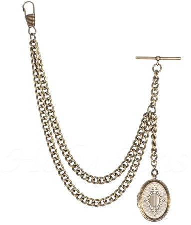 Holy Sins Jewellery Antique Bronze Pocket Watch Chain with Locket Pendant