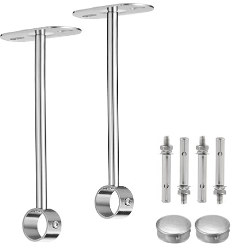 LEPEVNEY Support de plafond pour tiges de 25 mm de diamètre – Support tubulaire de placard pour rideaux de douche, armoires et placards – Lot de 2 pièces (300 mm)