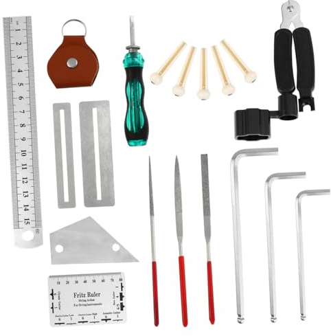 OFFIGAM 1set Kit Completo Per Cambio Cordini Chitarra Include Taglia Corda Righello Azione e Strumenti Di Riparazione Per Chitarra Ukulele e Mandolino Accessori Per Musicisti
