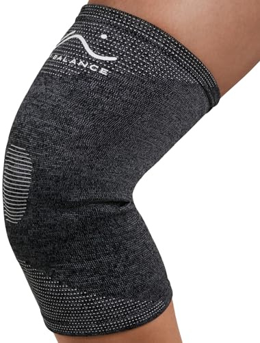STEP BALANCE Ginocchiera Sportiva FIR con Cuscinetto Gel - Compressione 360° Bande TPU Antiscivolo - Tendinite Rotulea, Menisco, Salti - Running Padel Pallacanestro - Unisex - Taglia M