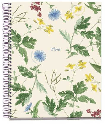 Miquelrius - Notizbuch A5, kariert, Notizbuch mit 100 Blatt in 4 Farben zum Organisieren, 70 g/m² Papier, 2 Löcher zum Abheften, Spiralbindung, mediterran