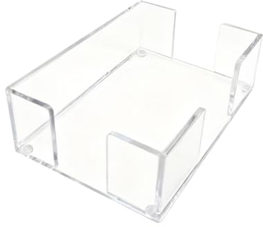 FSSTUD Acrylic Sticky Note Holder Clear Desktop Notepad Holder Small Self Adhesive Note Dispenser Rectangle Paper Clip Holder Aesthetic Memo Holder Compact Desk Organizer for Home Office
