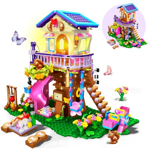 CUBIMANA Baumhaus-Bauspielzeug Set mit LED-Licht für Kinder ab 8 Jahren