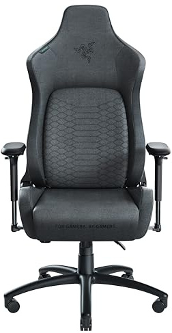 Razer Iskur - Premium Gaming Chair with Integrated Lumbar Support (Desk Chair/Office Chair, Multi-layer Synthetic Leather, Foam Padding, Head Pad, Height Adjustable) Fabric| XL