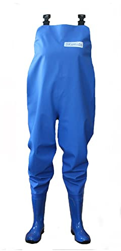 3Kamido Damen Wathose, Frau Fischerhose Anglerhose Matschhose Gartenhose BLAU und GRÜN, 36 37 38 39 40 41 42 EU, mit Tragetasche (42, Blau)