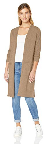 Amazon Essentials Cardigan Léger à Manches Longues et Ouvert sur le Devant (Disponible en Grande Taille) Femme, Fauve Chiné, XL