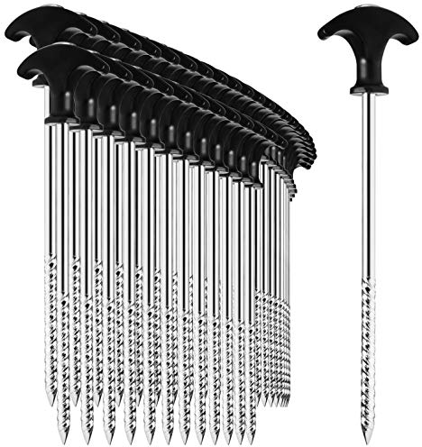 com-four® 36x Zelt-Heringe aus Stahl - robuste Erdnägel mit Gewinde für Camping und Outdoor - ideal für normalen und harten Boden mit T-Griff 0200x7mm
