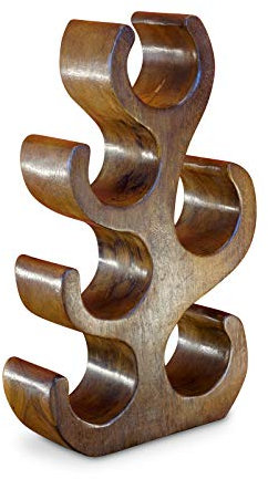 Kinaree Holz Weinregale in verschiedenen Varianten für 2 bis 6 Flaschen aus Akazie (Suar) Massivholz - Natur braun (6 Flaschen - 42x24x9,5)