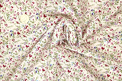 Pyrhan Little Wild Flowers 100% Cotton Prints –60 Inch Wide Dress Fabric Material by The Metre -Floral Polycotton Print Used in Sewing Kit and Accessories-Quilting Fabric