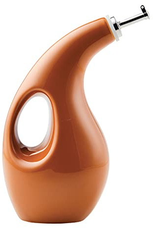 Rachael Ray 48466 Ceramic EVOO Oil and Vinegar Dispensing Bottle with Spout, 24 Ounce - Pumpkin Orange
