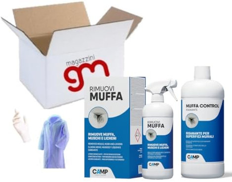 Camp RIMUOVI MUFFA, Elimina rapidamente muffe, funghi, e alghe, Antimuffa igienizzante con guanti e Kit impermeabile per LEI (rosa) o per LUI (blu) (300ml + Risanante, blu)