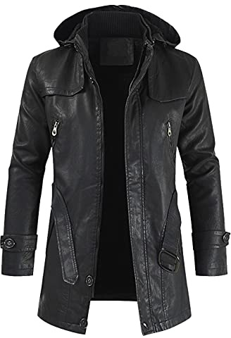 Manteau en cuir pour homme, parka d'hiver avec fourrure synthétique, veste manteau en cuir véritable avec fausse fourrure et col en fourrure, veste polaire, coupevent, manteau d'hiver long, coupe