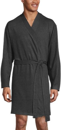 Lucky Brand Men’s Bathrobe – Warm Long Sleeve Knit Robe with Shawl Collar - Soft Cotton Blend Bath Robes for Men (Size: S-XL), Size Large-X-Large, Charcoal Heather