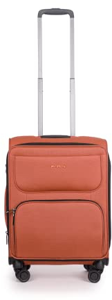 Stratic Bendigo Light+ Koffer Weichschale Reisekoffer Trolley Rollkoffer Handgepäck, TSA Kofferschloss, 4 Rollen, Erweiterbar, Größe S, Rosso Clay