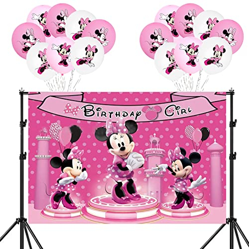 Min-nie Thema Party Dekoration Luftballons,Hintergrund, Fotohintergründe, Latex Helium Ballon Party Supplies, für Jungen und Mädchen Kindergeburtstag Deko Banner