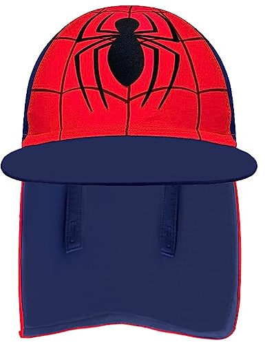 Gifts Treat Kids Legionärsmütze, UPF 50+ Sonnenschutz Badekappe Klappmütze im Spinnenmuster für Kinder, schnelltrocknende Jungen-Sonnenmütze mit Nackenschutz für Strand und Meer, Spinne, 6-8 Jahre