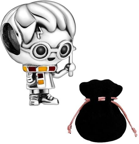 JABEDE Pendentif en argent 925 inspiré de la saga Harry, compatible avec les bracelets des grandes marques, avec élégant sac noir, idéal pour la Saint-Valentin, estandar, argent, non applicable