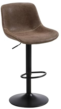 Ermnois Barhocker, schwenkbare Thekenhocker mit Rückenlehne, verstellbare Moderne Barstühle, hoher Stühle armloser PU Leder Kücheninselhocker,Braun