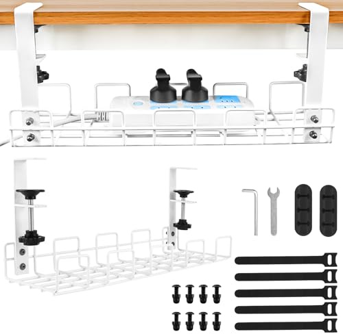 VFANDV Organizador de Cables Escritorio, Bandeja de Gestión Cables Debajo Mesa Escritorio Bandeja Organizador Cables Escritorio sin Taladro para Oficina en Hogar Bandeja de Cables