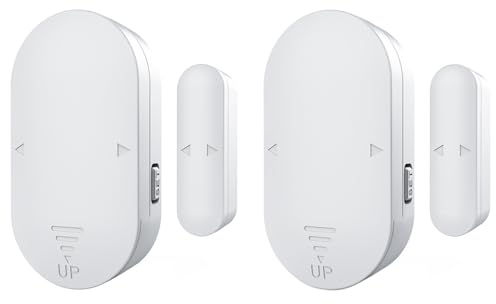 Shackcom 2pcs Fensteralarm Türalarm Selbstklebend Alarm Fenster 130dB mit Wireless Magnetsensor Sirene 5 Alarmmodi mit bidirektionaler Einbau für Home Security Einbruchschutz Türalarmsensor mit Batte
