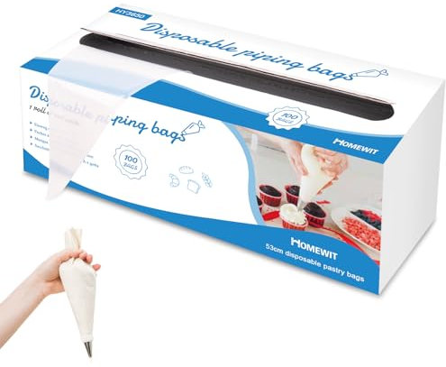 Homewit Spritzbeutel Einweg Groß, 100 Stück Spritzbeutel Wiederverwendbar, 53 x 27 cm Einmal Spritzbeutel, Spritzsack zum Dekorieren von Kuchen, Gebäck, Keksen, Backen zu Hause