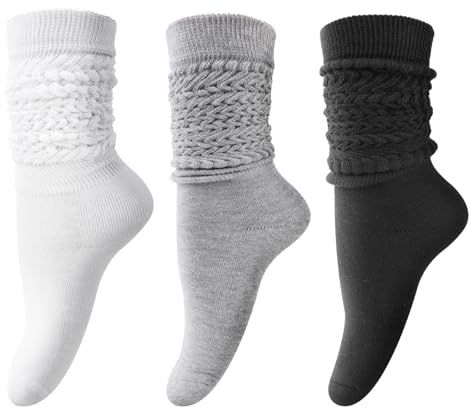 DRESHOW Chaussettes Souples Extra Longues pour Femme - Empilées Montantes Tricotées pour l'Automne et l'Hiver - Hautes Tubulaires