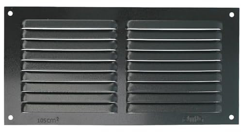 Amig - Griglia Rettangolare in Alluminio con Zanzariera | Griglie di Ventilazione per Uscita d'Aria | Ideale per Soffitto di Cucina e Bagno | Dimensioni 150 x 300 mm | Colore Nero