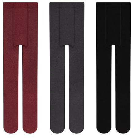 L&K-II 3 paia di collant termici casualmente per ragazze collant per bambini con fodera interna invernali caldi opachi morbidi treggings senza cuciture attillati a vita alta 2784 110-116