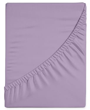 Hunter Bedding Spannbettlaken aus 100% Reiner Baumwolle, Fadenzahl 400, langstapelige Baumwolle, 1 Spannbetttuch, 180 x 200 cm, Satin-Gewebe, 40 cm tief, Lavendelfarben