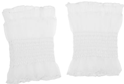 VINTORKY Puños Falsos de Encaje Blanco para Fotografía de Uñas, Mangas Elásticas para Muñeca Volantes, Cubre Cicatrices y Fácil Combinación para Mujeres