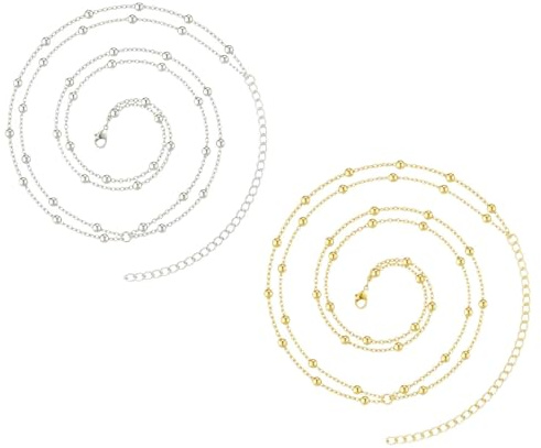 2pezzi Cintura a catena,Stratificato Paillettes Pancia Vita Catena Set,Cintura a Catena in Metallo Eleganti,Accessori Sexy per Costumi da Spiaggia,Cintur-a a Cate-na Regolabile,per Donne,Ragazze