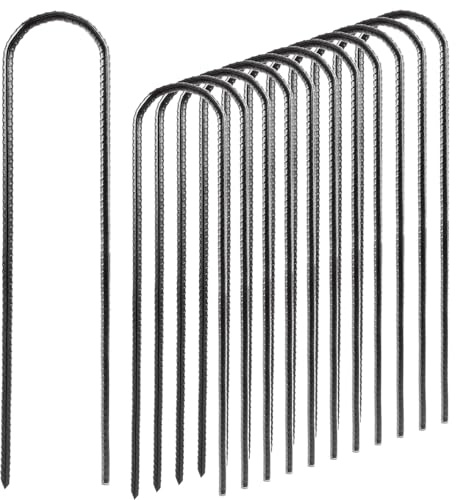 MIVIDE 12 anclajes de suelo para cama elástica de 30 cm, anclaje de tierra de 12 pulgadas, diámetro de rosca 6 mm, piquetas en U de 30 cm de largo, reforzadas, estables para trampolín, tienda de