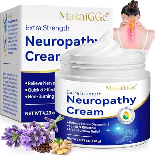 Crema De Alivio De La Neuropatía Fuerza Extra Para Pies, Piernas,Manos, Dedos De Los Pies Con Cúrcuma Natural, Jengibre - Molestias Musculares Y Articulares,Crema De Masaje Muscular Natural, Hormigue