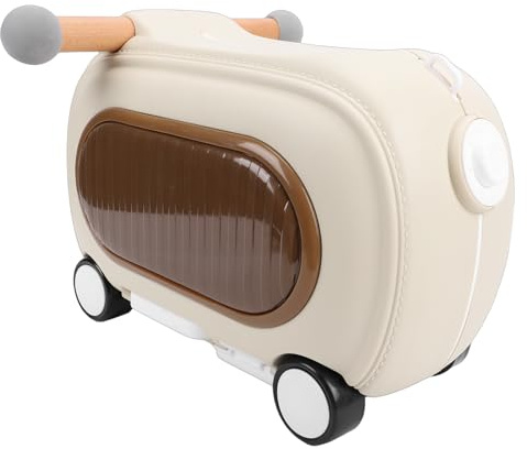 EMUKOEP Åkbar Småbarnsbagage, 20 Liters Handbagage med Hjul, Tålig Rullväska för Barn, Perfekt för Familjeresor, Roligt åkbagage för Småbarn (Beige)