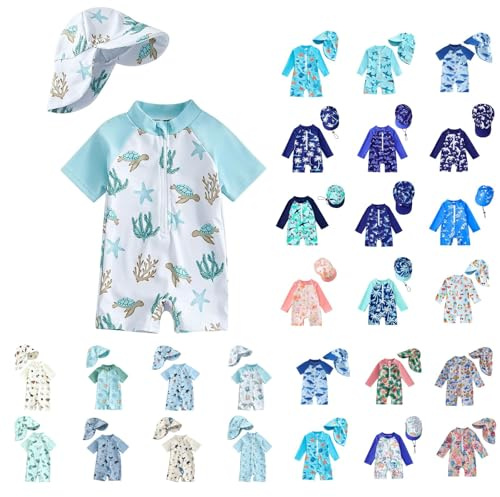 Traje de baño bebé niña niño manga larga UV ropa con sombrero de sol cremallera Rashguard ropa protectora de secado rápido traje de baño playa mono piscina protección traje de baño natación