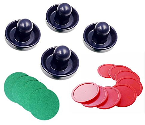 JZK Airhockey Tisch Filzschieber Set, 4 Stück 96 mm Schieber + 4 Stück 94 mm Filze + 8 Stück Pucks, Geburtstagsgeschenke für Kinder und Erwachsene, Mitgebselfüller