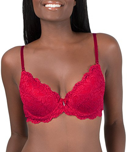 Smart & Sexy Soutien-Gorge Push-up en Dentelle Signature pour Femme, Non Non Rouge, 95 B (Taille Fabricant:36B)