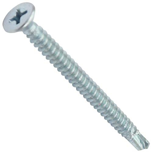 AERZETIX - C44699 - Set di 100 Viti per lamiera autoperforanti Ø4.2x50mm a testa fresata - DIN 7504 P - con impronta PH/cruciforme - in acciaio zincato - lamiera telaio metallico - colore argento