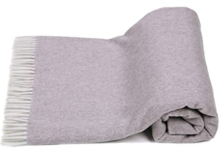 MA.AL.BI 1947 Plaid coperta in Cashmere (beige) 150X180 cm, scatola regalo inclusa