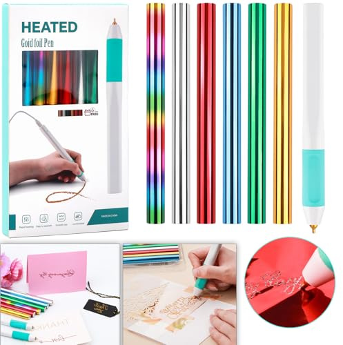 Ensemble de stylos à feuille thermique et rouleaux d'aluminium activés pour la fabrication de cartes, le scrapbooking, pointe standard de 1,5 mm, stylo de dessin à chaud avec câble USB, fournitures