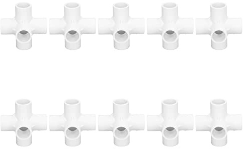 Jadeshay Raccord 6 Voies, 10 Pièces Blanc 20mm Raccord d‘Angle Multidirectionnel pour Tuyau PVC, Connecteur de Tuyau à Emboîtement pour Arrosage Jardin, Serre, Meubles et Structures de Protection