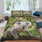 JIARAO Kinder Bettwäsche Set 135x200 3D Druck Koala Auf Eukalyptus Bettwäsche100% Mikrofaser Weiche mit Reißverschluss Landtiere Sommer Bettbezüge und 2 Kissenbezug 80x80 cm