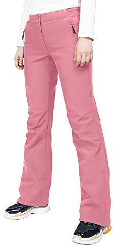 33,000ft Damen Skihose Outdoorhose Wasserdicht Winddichte Softshellhose Warme Gefütterte Trekkinghose Atmungsaktive Schnelltrocknende Thermohose Wanderhose Winter, Rosa 38W*29L