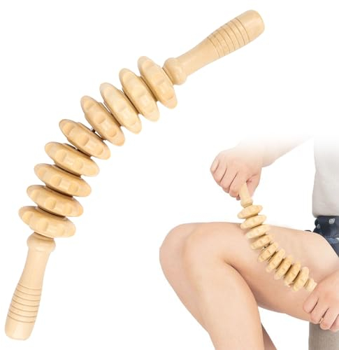 Massageroller Holz,Faszienroll Holz Gebogener Holz-Massageroller für Beine,Massage Roller Faszienstab Faszienroller für Muskelentspannung, Körperformung, Gua Sha Massage,Anti Cellulite, Buche
