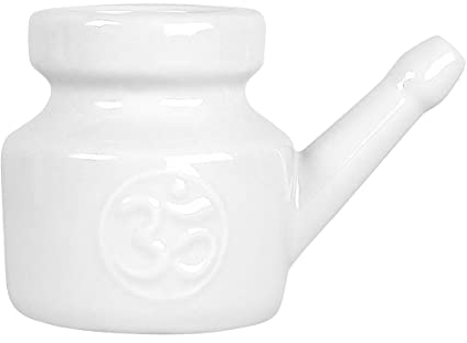 Qutsvosh Pot Neti en céramique de 350 ml - - Anti-fuite - Pour le lavage du nez - Pour homme et femme - Blanc