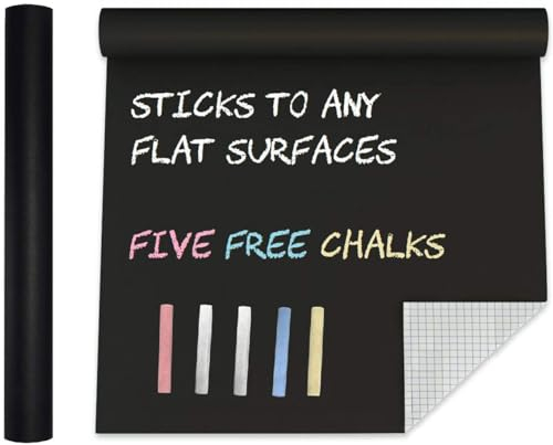 UOOLI Blackboard Chalk-Board Chalkboard Adhesive - 44 x 200cm Black Chalk Sticker Blackboard Paper for Home Kitchen Outdoor Office School Walls Menu