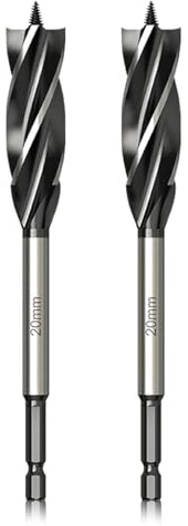 Meccion Professionale Punta per Legno 20mm x 165mm x 2Pcs Autoalimentata Punta per Trapano a Trivella da 1/4 Pollice Esagonale Gambo Spirale Punta per la Lavorazione del Legno