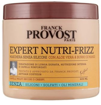 Franck Provost, Expert Nutri Frizz, Maschera Professionale Per Capelli Secchi o Crespi, Effetto Idratante, Con Aloe Vera e Burro di Mango, 400 ml