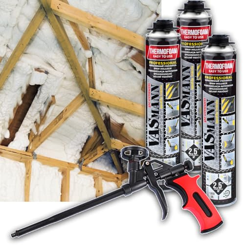 VASmann Sprayisolering 3 x 890 ml + pistol, mångsidiga lösningar för tak, källartak och mellanisolering